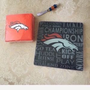 NEW Broncos party set glass board cocktail napkins